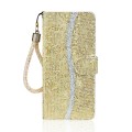 For iPhone 15 Plus Glitter Powder Filp Leather Phone Case(Gold)