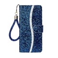 For iPhone 15 Glitter Powder Filp Leather Phone Case(Blue)