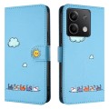 For Xiaomi Redmi Note 13 4G Cartoon Cats Leather Phone Case(Blue)