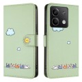 For Xiaomi Redmi Note 13 4G Cartoon Cats Leather Phone Case(Green)