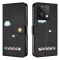 For Xiaomi Redmi Note 13 5G Cartoon Cats Leather Phone Case(Black)