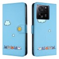 For Xiaomi 13T Cartoon Cats Leather Phone Case(Blue)
