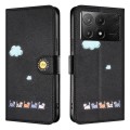 For Xiaomi Poco X6 Pro Cartoon Cats Leather Phone Case(Black)