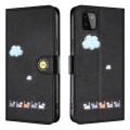 For Samsung Galaxy A22 5G Cartoon Cats Leather Phone Case(Black)