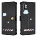 For Samsung Galaxy Note10+ Cartoon Cats Leather Phone Case(Black)