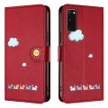 For Samsung Galaxy S20 Cartoon Cats Leather Phone Case(Red)
