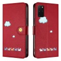 For Samsung Galaxy S20+ Cartoon Cats Leather Phone Case(Red)
