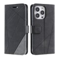 For iPhone 15 Pro Max Skin Feel Splicing Leather Phone Case(Black)