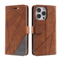 For iPhone 15 Pro Max Skin Feel Splicing Leather Phone Case(Brown)