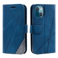 For iPhone 15 Skin Feel Splicing Leather Phone Case(Blue)