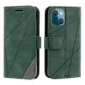 For iPhone 15 Skin Feel Splicing Leather Phone Case(Green)