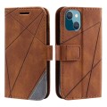 For iPhone 15 Skin Feel Splicing Leather Phone Case(Brown)