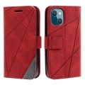 For iPhone 15 Plus Skin Feel Splicing Leather Phone Case(Red)