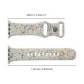 For Apple Watch Serie 7 45mm Floral Silicone Watch Band(Starlight)