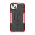 For  iPhone 15 Plus Tire Texture TPU + PC Phone Case with Holder(Red)