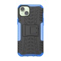 For  iPhone 15 Plus Tire Texture TPU + PC Phone Case with Holder(Blue)