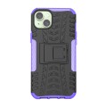 For  iPhone 15 Plus Tire Texture TPU + PC Phone Case with Holder(Purple)