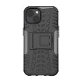 For  iPhone 15 Tire Texture TPU + PC Phone Case with Holder(Black)