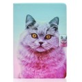 For Samsung Galaxy Tab A9+ Colored Drawing Smart Leather Tablet Case(Pink Cat)