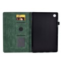 For Samsung Galaxy Tab A9+ Peony Butterfly Embossed Leather Smart Tablet Case(Green)