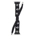 For Apple Watch Series 9 41mm Silk Silver Beads Braided Watch Band(Black)