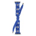 For Apple Watch Series 8 45mm Silk Silver Beads Braided Watch Band(Blue)