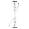 For Apple Watch Series 7 41mm Silk Silver Beads Braided Watch Band(White)
