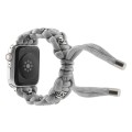 For Apple Watch 38mm Silk Silver Beads Braided Watch Band(Grey)