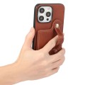 For iPhone 15 Pro Max 03 RFID Card Bag Cowhide Texture PU Phone Case(Brown)