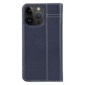 For iPhone 15 Pro GEBEI Top-grain Horizontal Flip Leather Phone Case(Blue)