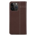 For iPhone 15 Pro GEBEI Top-grain Horizontal Flip Leather Phone Case(Brown)