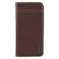 For iPhone 15 GEBEI Top-grain Horizontal Flip Leather Phone Case(Brown)