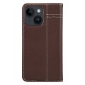 For iPhone 15 GEBEI Top-grain Horizontal Flip Leather Phone Case(Brown)