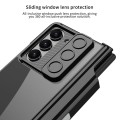 For Samsung Galaxy Z Fold5 5G GKK Integrated Push Lens Window Fold Hinge Phone Case with Pen Slots(B