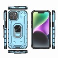 For iPhone 14 Plus Ice Armor Series Ring Holder Phone Case(Blue)
