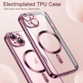 For iPhone 15 Magsafe Magnetic Transparent Electroplated TPU Phone Case(Pink)