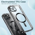 For iPhone 15 Magsafe Magnetic Transparent Electroplated TPU Phone Case(Black)