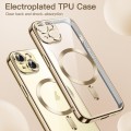 For iPhone 15 Magsafe Magnetic Transparent Electroplated TPU Phone Case(Gold)