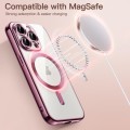 For iPhone 15 Pro Magsafe Magnetic Transparent Electroplated TPU Phone Case(Pink)
