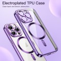 For iPhone 15 Pro Magsafe Magnetic Transparent Electroplated TPU Phone Case(Purple)