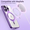 For iPhone 15 Pro Magsafe Magnetic Transparent Electroplated TPU Phone Case(Purple)