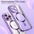 For iPhone 14 Pro Magsafe Magnetic Transparent Electroplated TPU Phone Case(Purple)