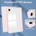 For Samsung Galaxy Tab A9 Acrylic 3-folding Leather Tablet Case with Pen Slot(Pink)