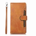 For iPhone 14 Plus Wristband Card Slot Leather Phone Case(Brown)