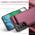 For Samsung Galaxy S21 FE 5G CaseMe C22 Card Slots Holder RFID Anti-theft Phone Case(Wine Red)