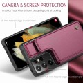 For Samsung Galaxy S21 Ultra 5G CaseMe C22 Card Slots Holder RFID Anti-theft Phone Case(Wine Red)