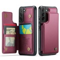 For Samsung Galaxy S22 5G CaseMe C22 Card Slots Holder RFID Anti-theft Phone Case(Wine Red)