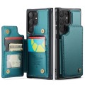 For Samsung Galaxy S22 Ultra 5G CaseMe C22 Card Slots Holder RFID Anti-theft Phone Case(Blue Green)