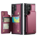 For Samsung Galaxy S22 Ultra 5G CaseMe C22 Card Slots Holder RFID Anti-theft Phone Case(Wine Red)