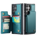 For Samsung Galaxy S23 Ultra 5G CaseMe C22 Card Slots Holder RFID Anti-theft Phone Case(Blue Green)